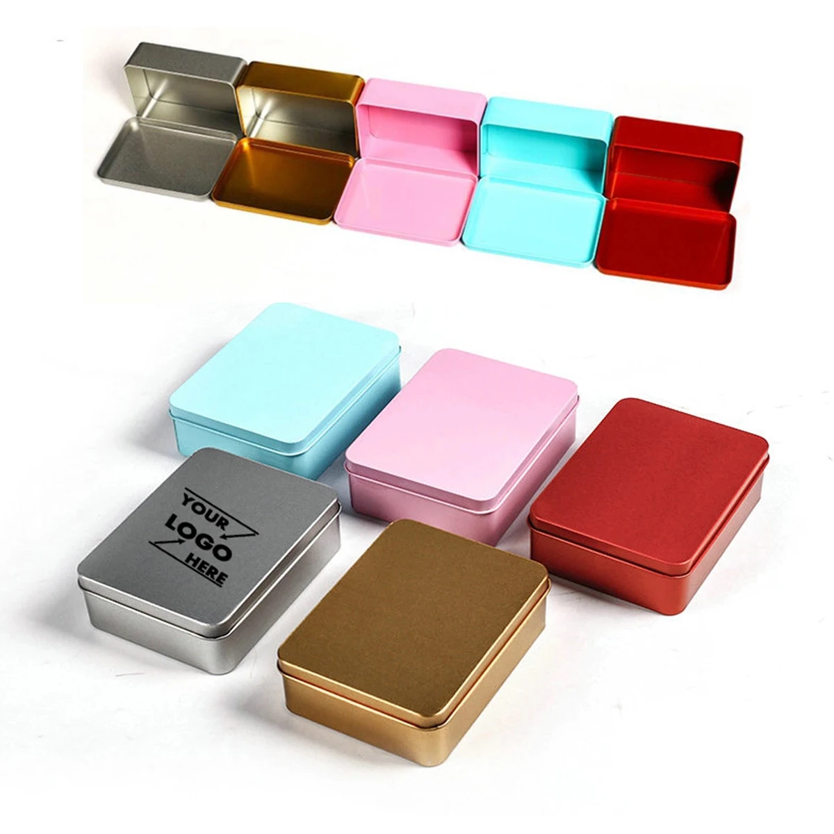 Rectangle Empty Tin Storage Box With Lid 1