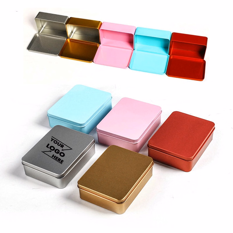 Rectangle Empty Tin Storage Box With Lid