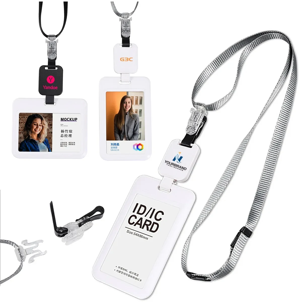 Retractable Badge Reel with Hard Plastic ID Card Holder 1