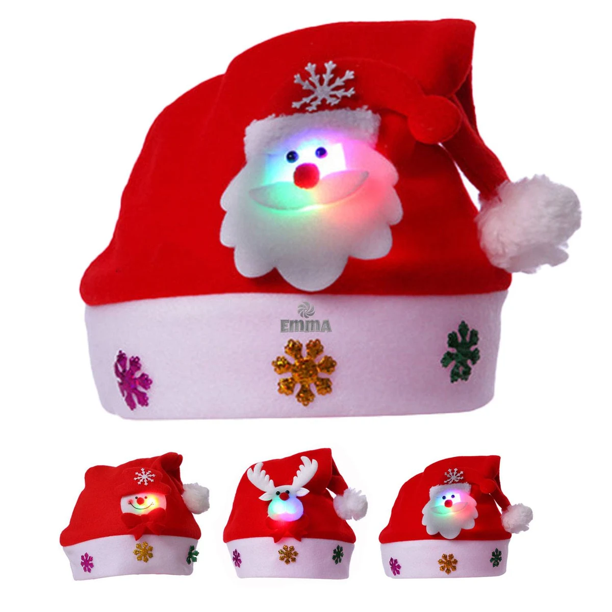 Christmas Hats LED Light Santa Snowman Deer 1