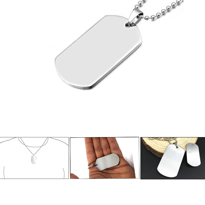 Stainless Steel Necklace Dog Tag Pendant with 24 inch Chain 1