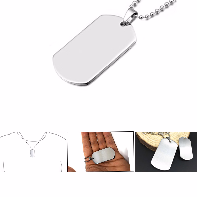 Stainless Steel Necklace Dog Tag Pendant with 24 inch Chain