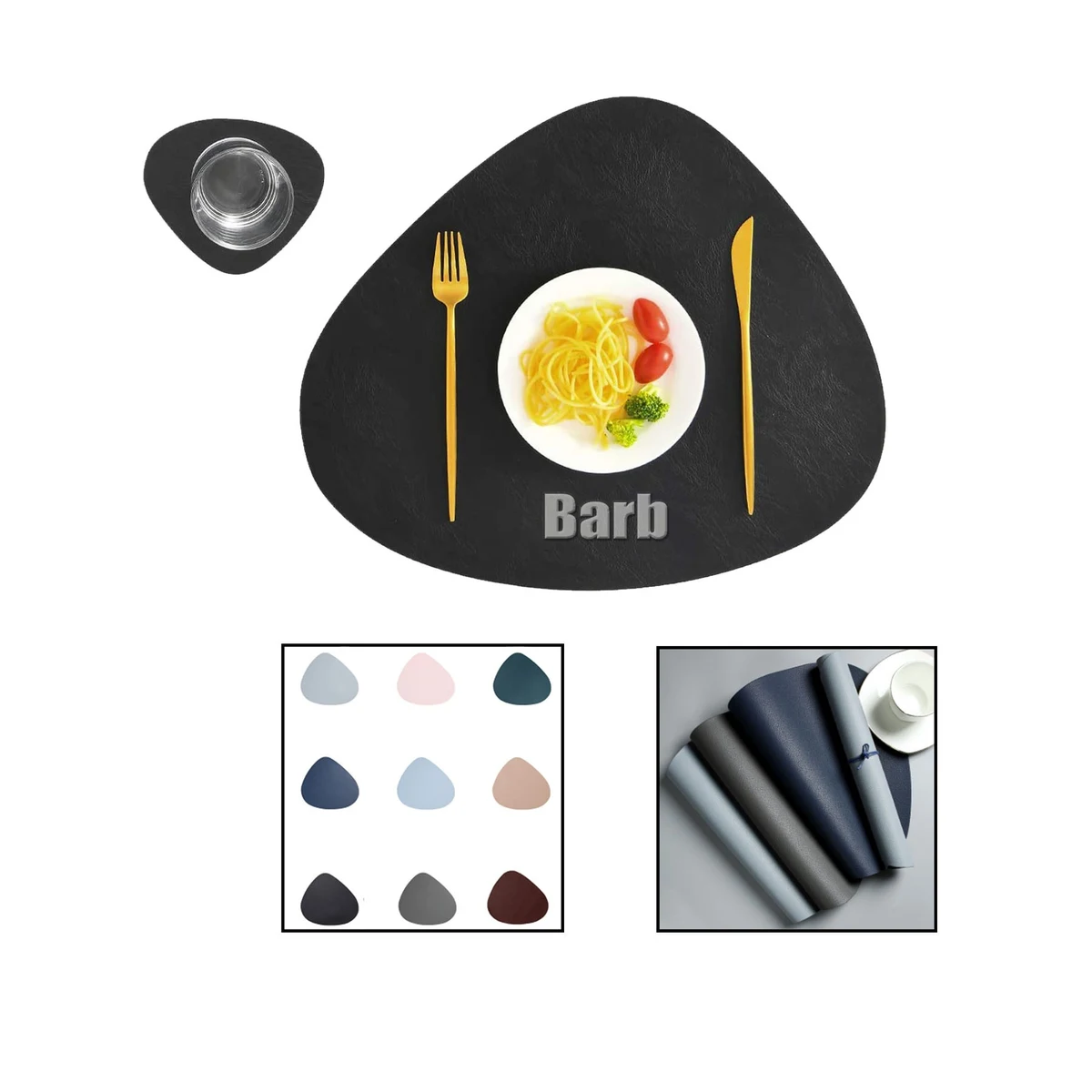 Non Slip Heat Resistant Leather Placemat And Coaster 1