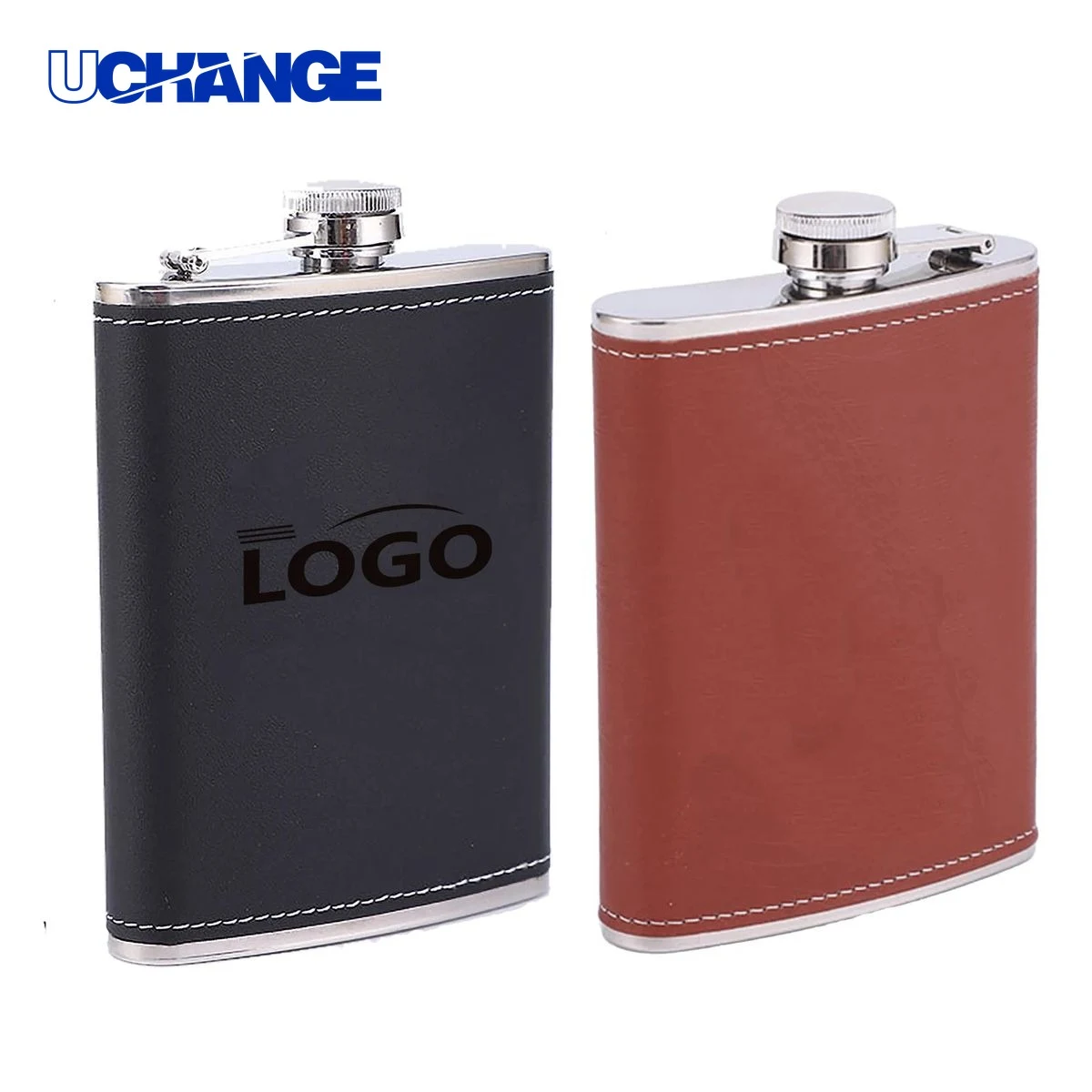 Stainless Steel Hip Flask Container with Eco Faux Leather 1