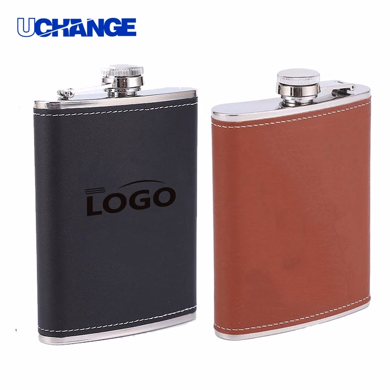 Stainless Steel Hip Flask Container with Eco Faux Leather