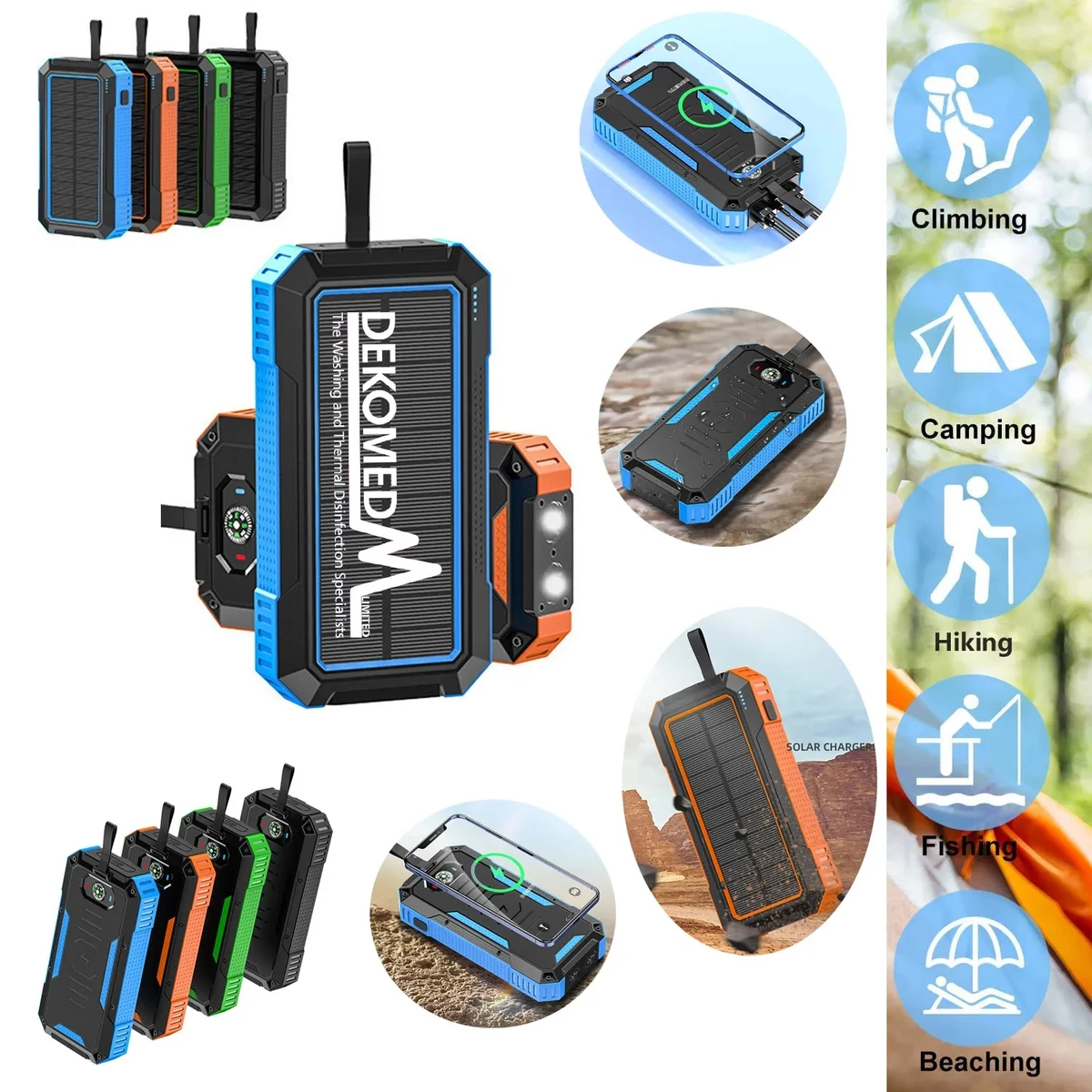 Outdoor Camping Waterproof Solar Power Bank 30000mAh 1