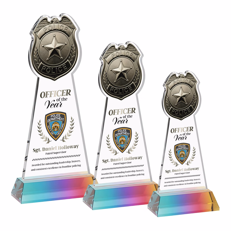 Police Badge VividPrint™ Award on Hartford Base - Prismatic