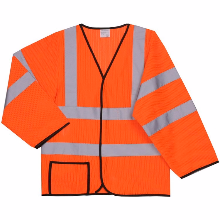 Polyester Orange Mesh Safety Long Sleeve Jersey SV187