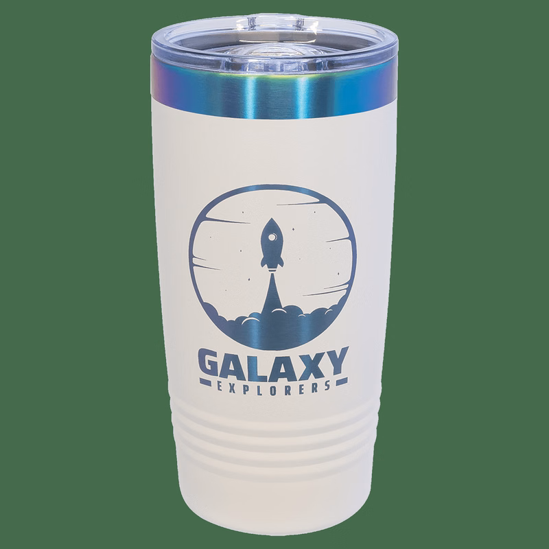 Polar Camel 20 oz. White/Prism ION-Plated Ringneck Tumbler with Slider Lid