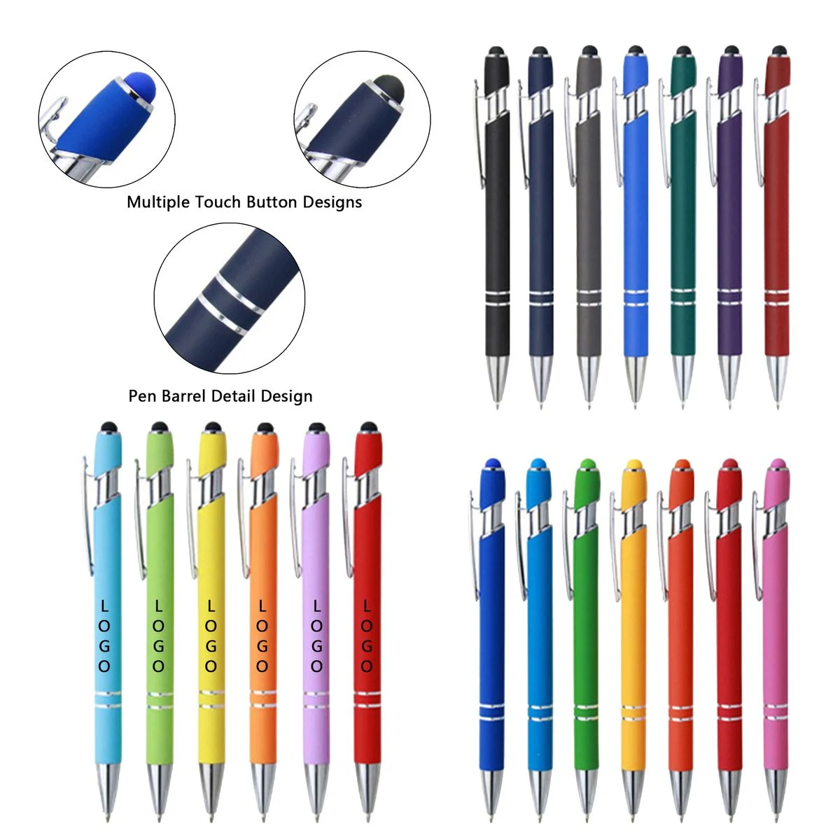 2 In 1 Metal Stylus Pen Ballpoint Touch Screen Office Use 1