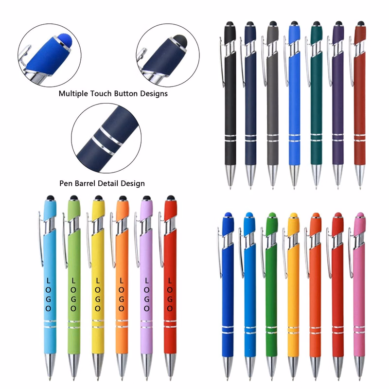2 In 1 Metal Stylus Pen Ballpoint Touch Screen Office Use
