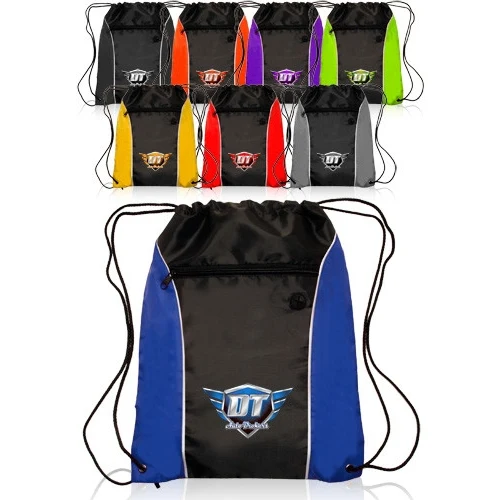 Color Polyester Drawstring Backpack - 13" W x 17" H 1