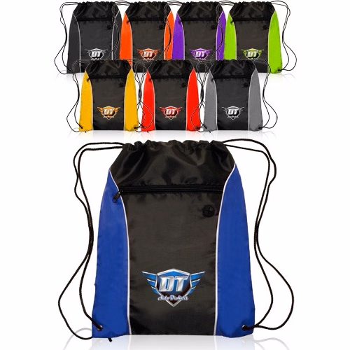 Color Polyester Drawstring Backpack - 13" W x 17" H