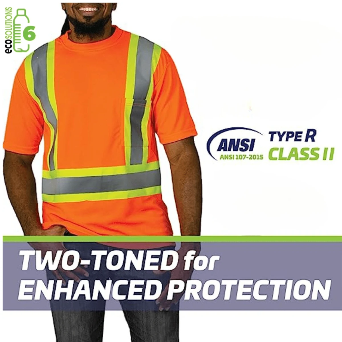Recycled Class 2 Reflective Cross Back Safety Tee Shirt With Chest Pocket 1