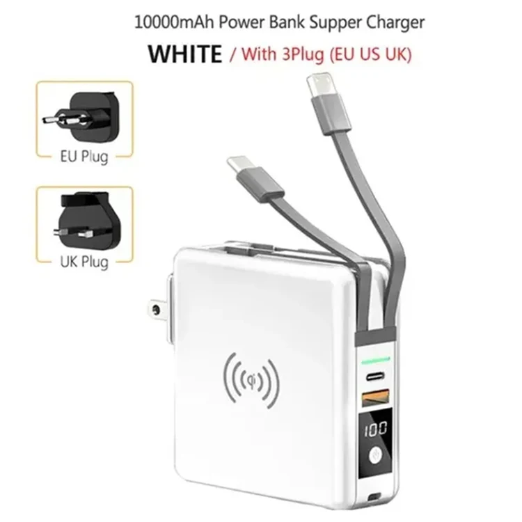 4 in 1 Built in Cable USB Travel Charger Wireless Power Bank 1