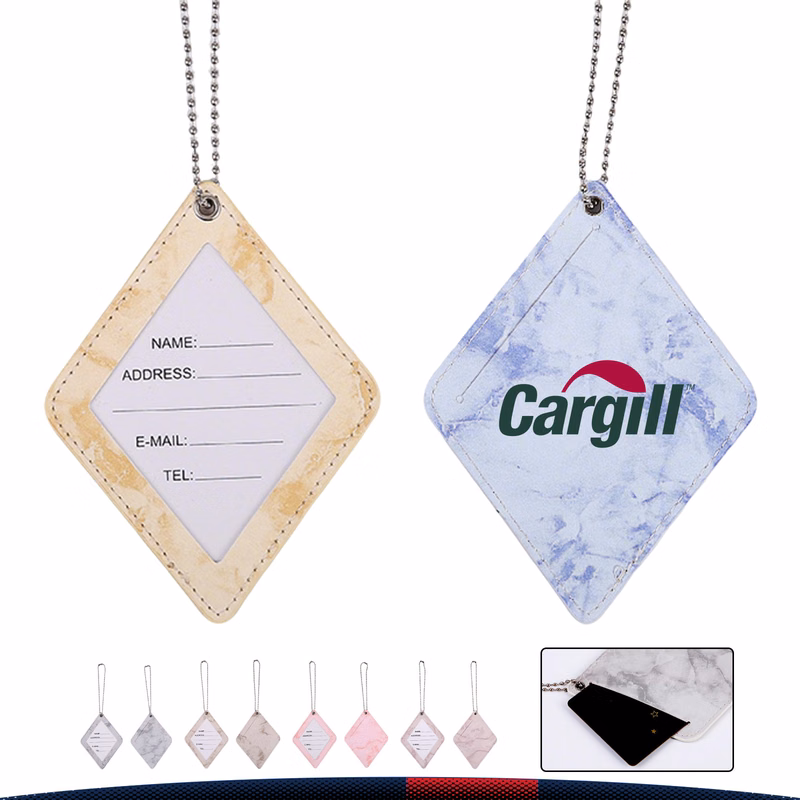 Kelune Diamond-Shaped Marble Pattern PU Leather Luggage Tag
