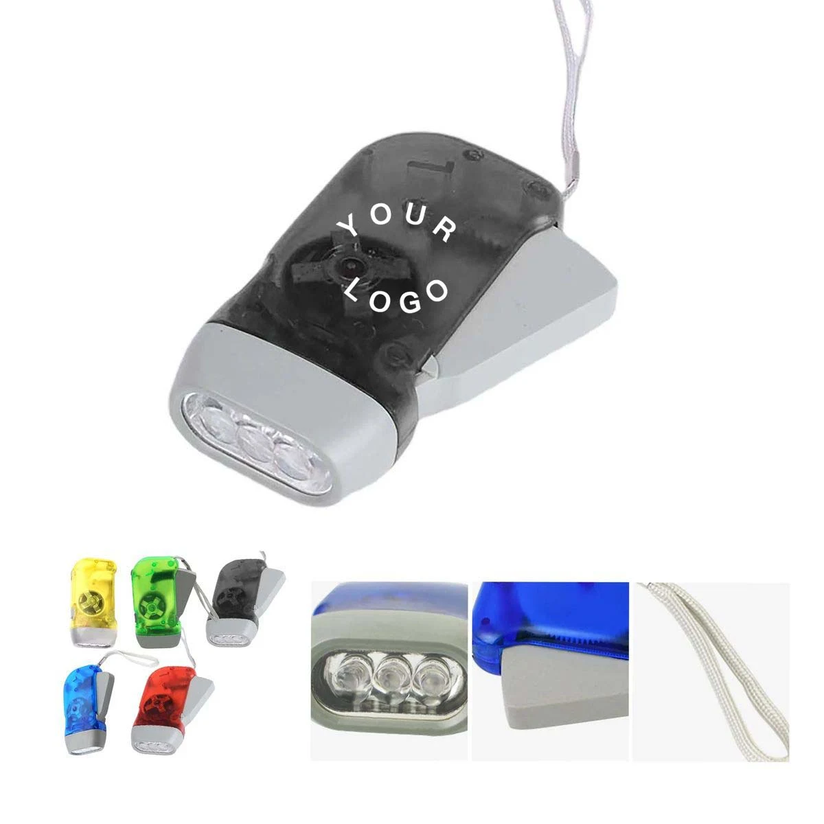Portable Hand Crank Flashlight with LED Lights 1