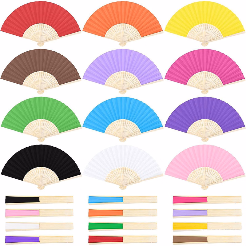 Foldable Chinese Style Handheld Paper Bamboo Fan