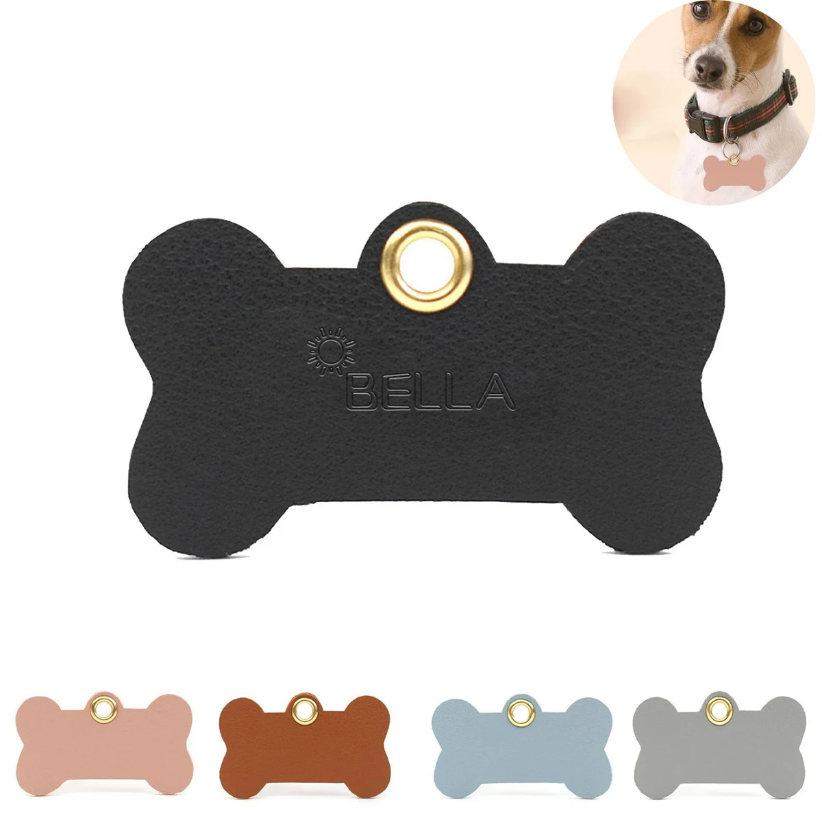 PU Leather pet identification name tag 1