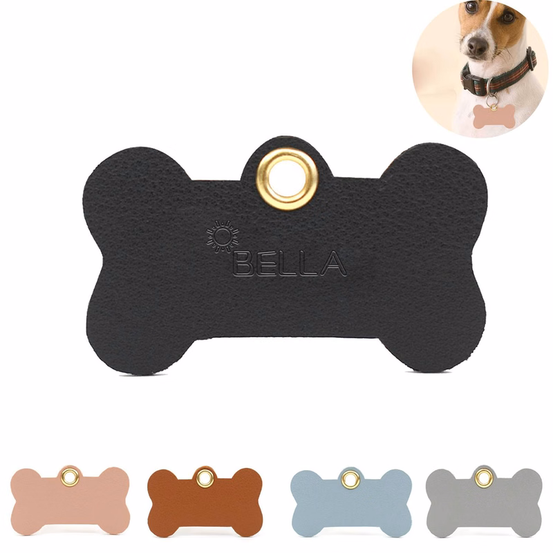 PU Leather pet identification name tag