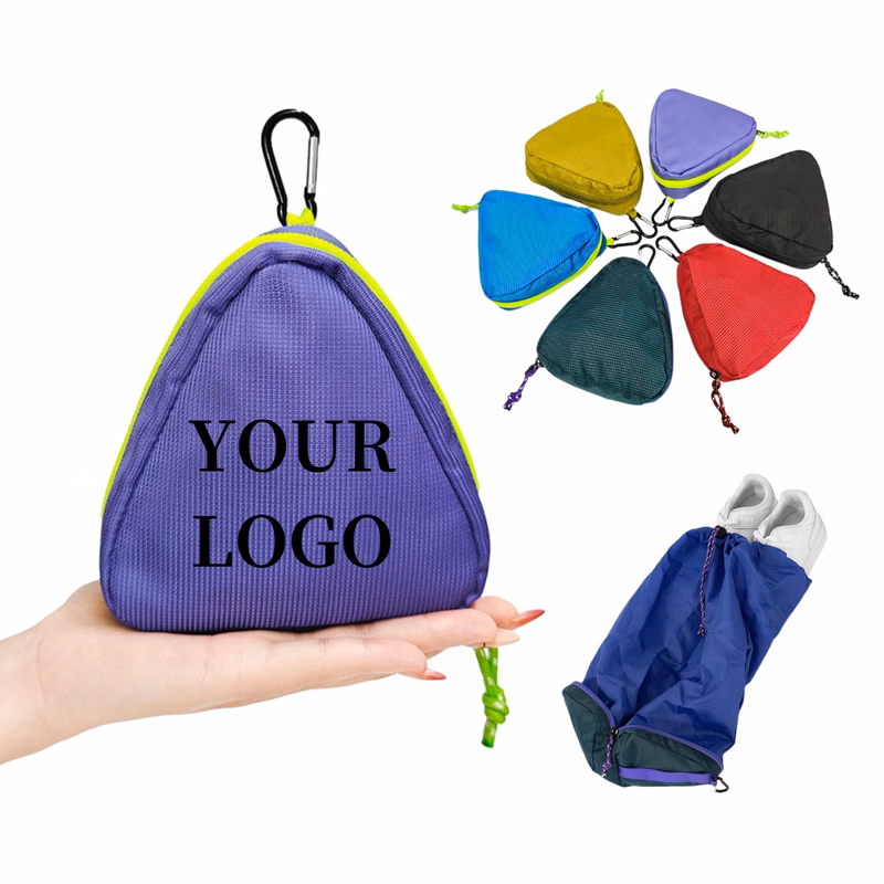 Foldable Travel Bag with Carabiner Triangular