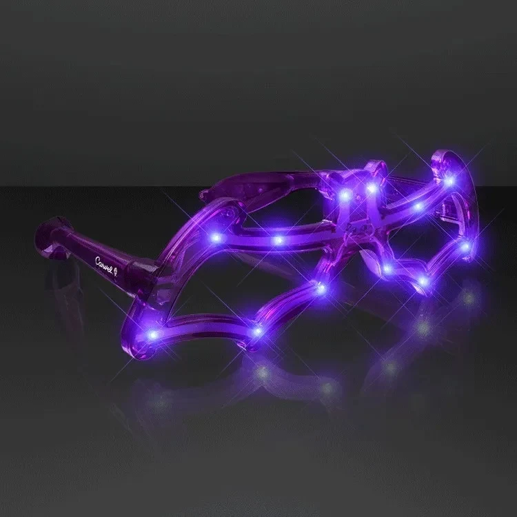 Purple Bat Light Up Eyeglasses, No Lens 1