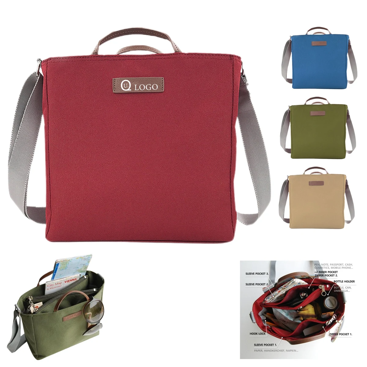 Multi-Compartment Shoulder Messenger Bag 1