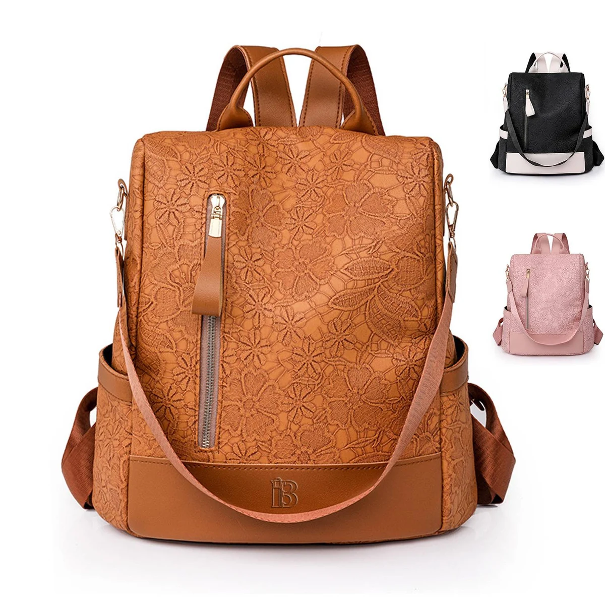 PU Leather Leisure Retro Outdoor Travel Backpack 1