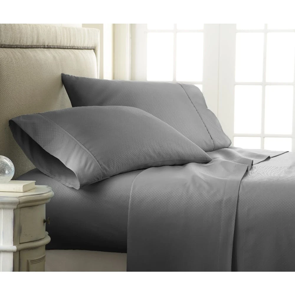 Premium Embossed Sheet Sets - Gray Cali King Checker Design 4 Set 1