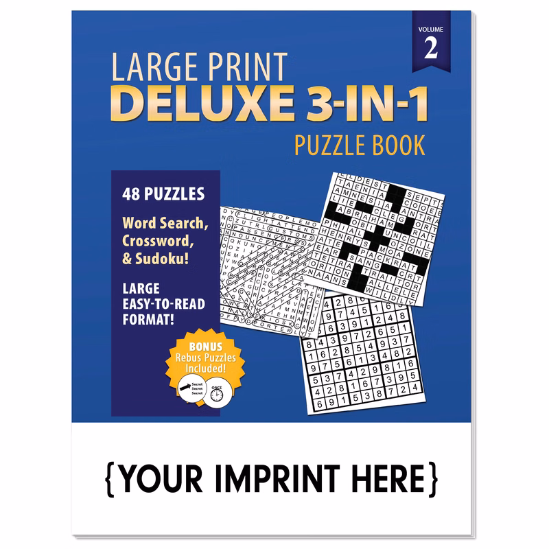 PUZZLE BOOK - Deluxe Large Print 3-in-1 Puzzle Book Volume 2