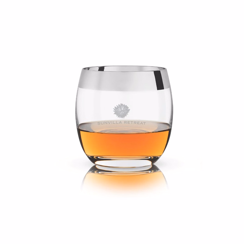 Viski® Chrome Rim Crystal Tumbler, set of 2