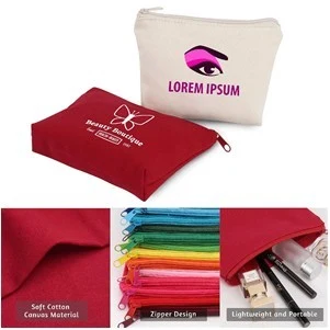 Canvas Makeup Cosmetic Travel Pouch ( 7" X 4.7" X 1.2" ) 1
