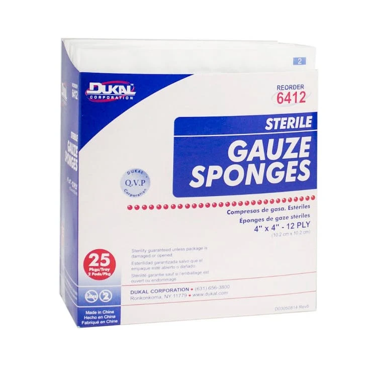 Sterile Gauze Sponges - 12 ply 25/Box 4" x 4" 1