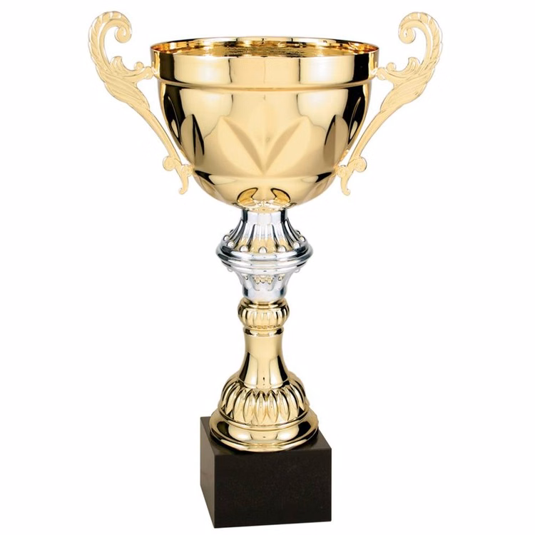8" Tall Gold Metal Cup Trophy with Marble Base