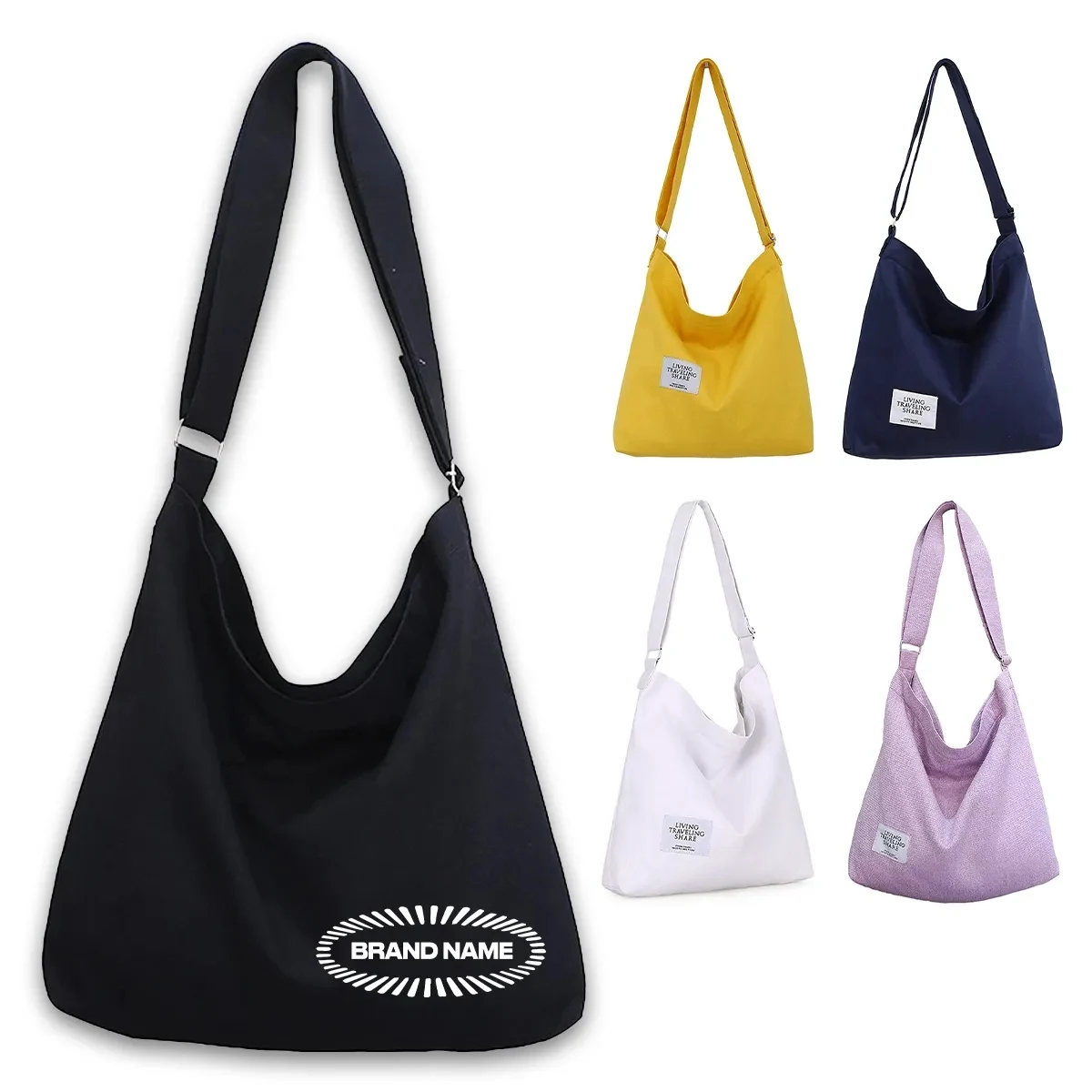 Tote Bag Shopping Grocery Canvas Crossbody Hobo Handbag, custom tote bag with logo imprint 1