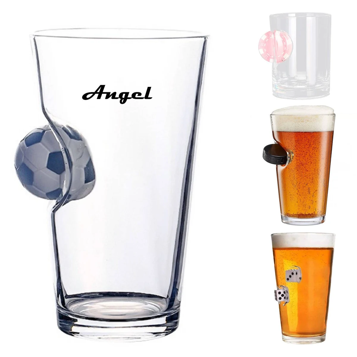 Inlaid Ice Hockey Golfball Football Glass Cup 1