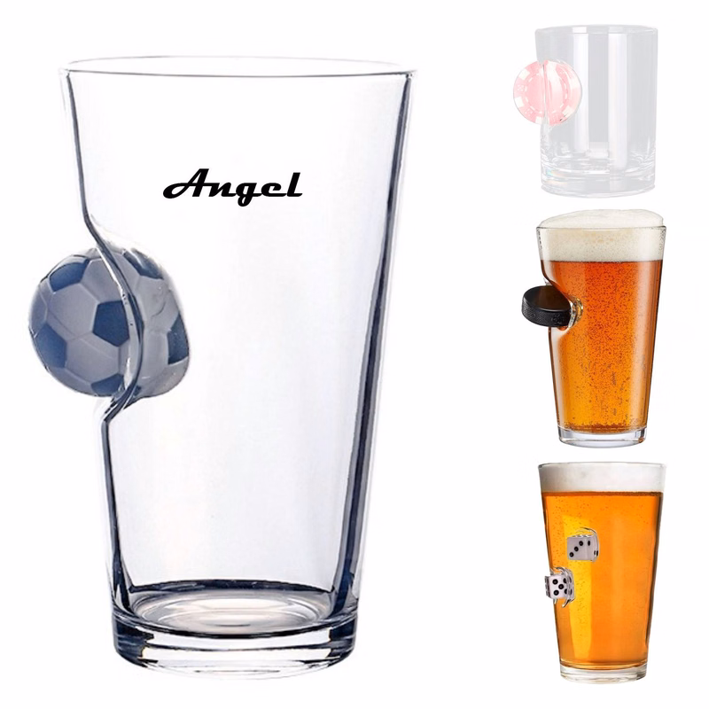 Inlaid Ice Hockey Golfball Football Glass Cup