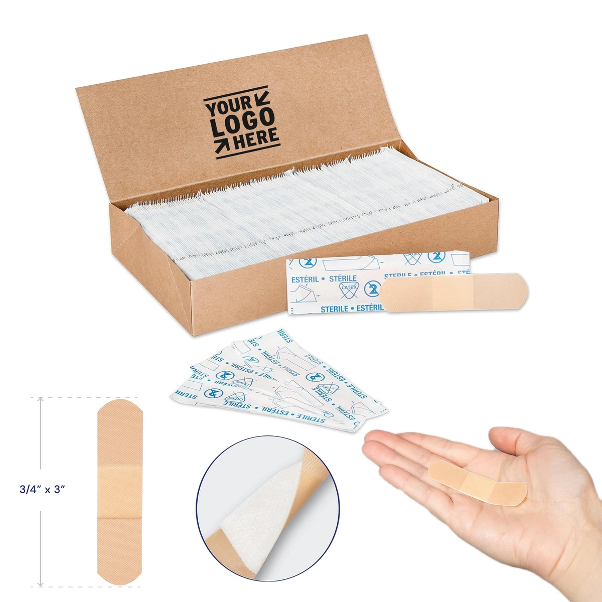3/4" x 3" Breathable Multi-Purpose School Nurse Cross Adhesive Bandage Sheer Strips 1