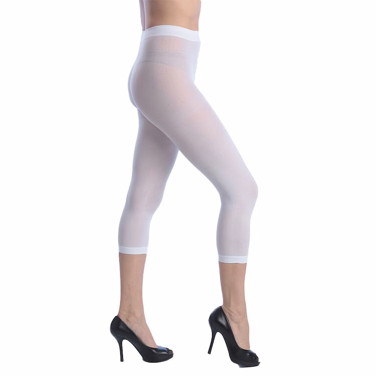 Women's Opaque Footless Capri Tights - White One Size Fits Most