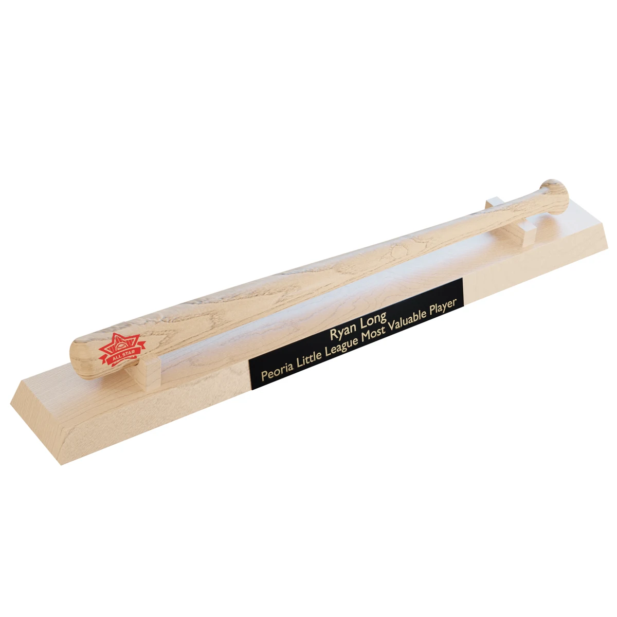 Novelty baseball bat stand with black brass plate 1