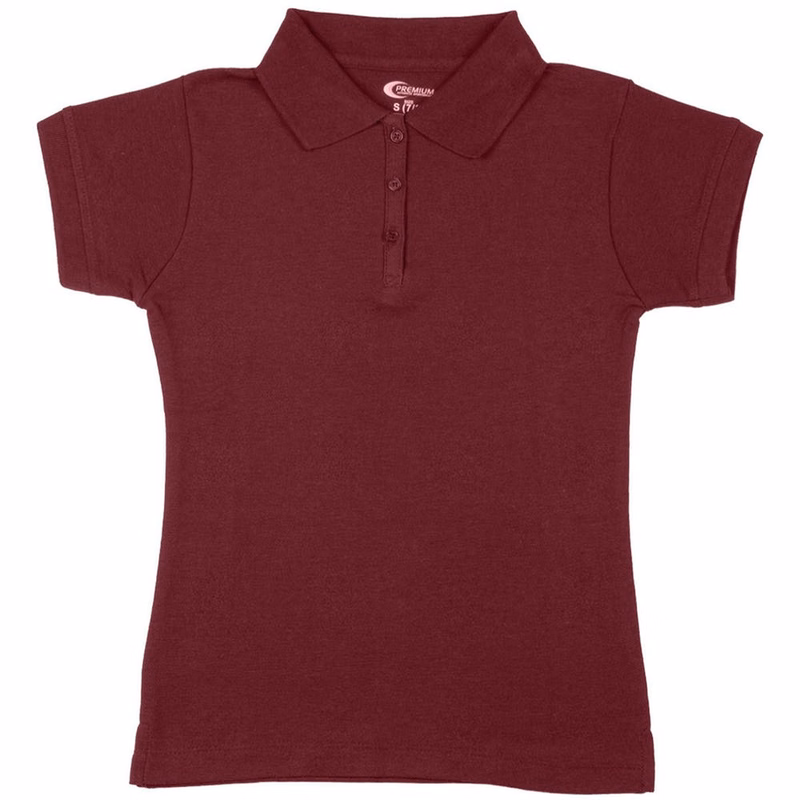 Girls' Polo Shirts - Burgundy Size 5/6 (XS)