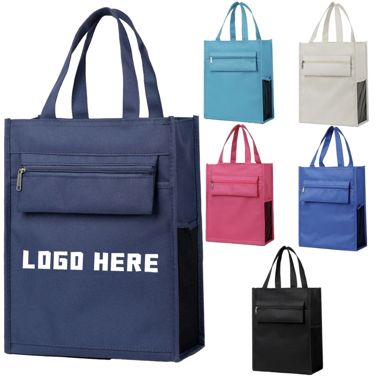 13 Inch Water Repellent Oxford Fabric Tote Bag With Handles, custom tote bag with logo imprint 1