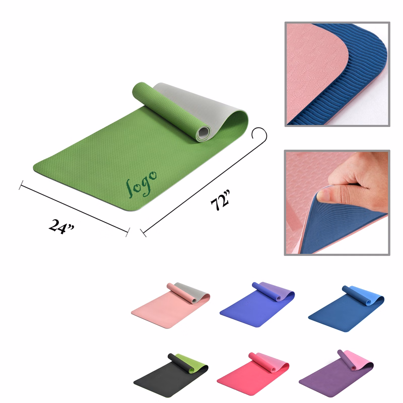 MOQ12 Dual Color TPE Yoga Mat for Exercise and Fitness