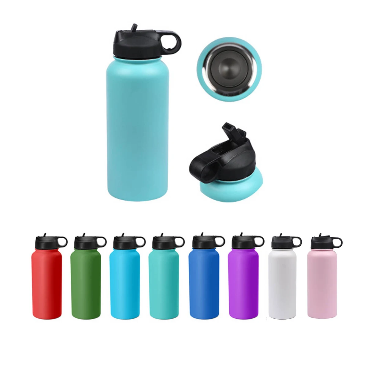 Stainless Steel Insulated Wide Mouth / Water Bottle with Straw 32 Oz 1