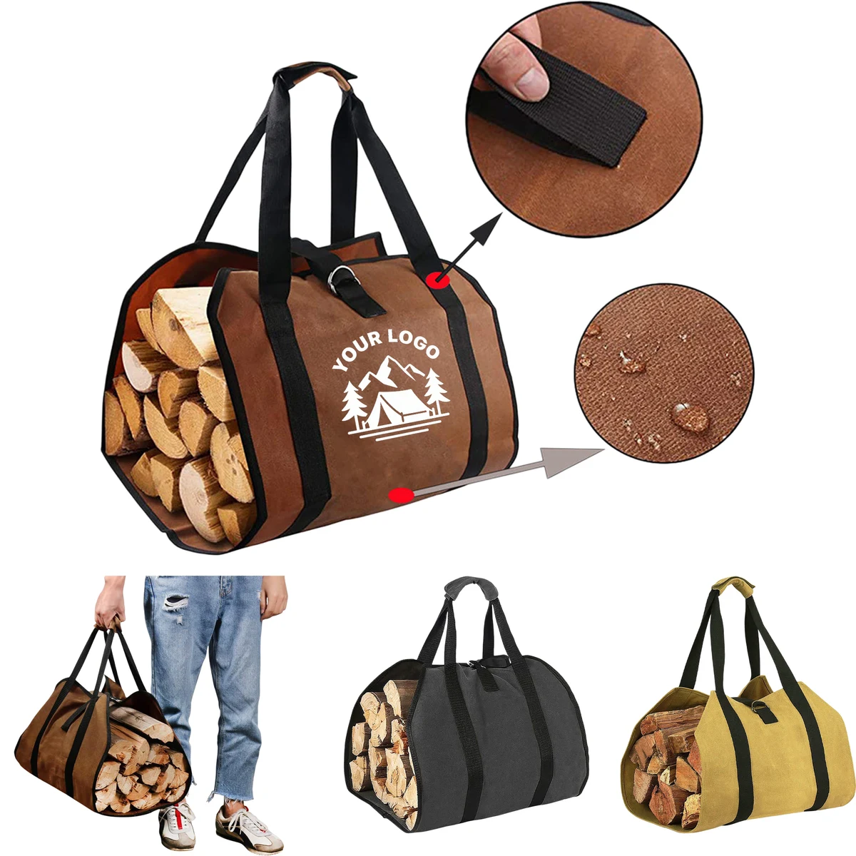 Firewood Storage Tote, custom tote bag with logo imprint 1