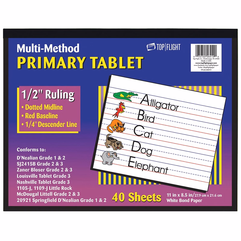 Primary Tablets - 1/2" Ruled 40 Sheets