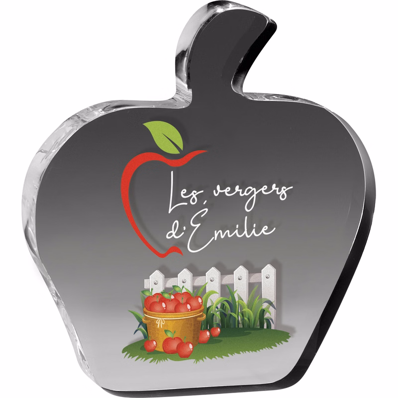 Clear Apple Paper Weight (4 1/8"x 4 5/8" 3/4") Full Colour PhotoImage