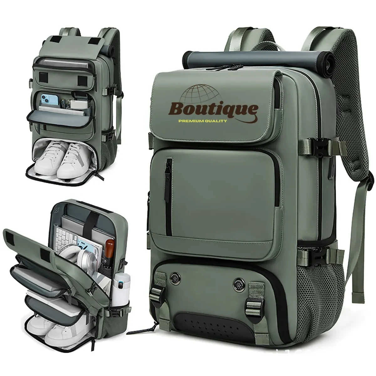 Carry-On Travel Backpack Duffel Bag With Shoe Compartment 1