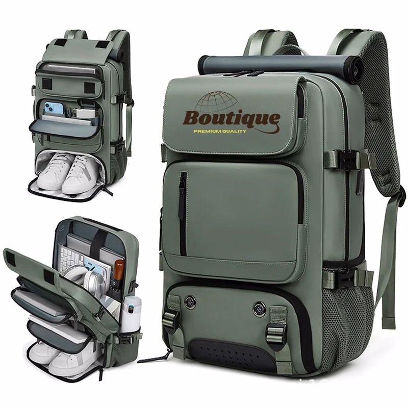 Carry-On Travel Backpack Duffel Bag With Shoe Compartment
