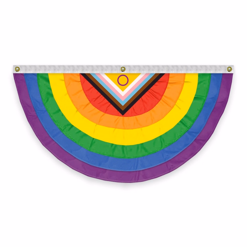 3' x 6' Nylon Intersex Progressive Pride Pleated Full Fan